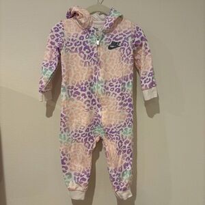 Nike Baby Pastel Leopard Print Hooded Romper